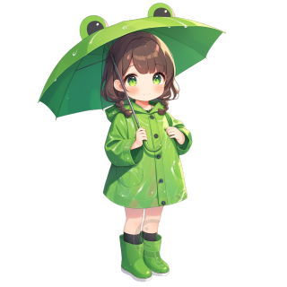 可爱雨衣女孩插画