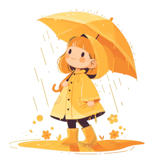 可爱雨衣女孩元素