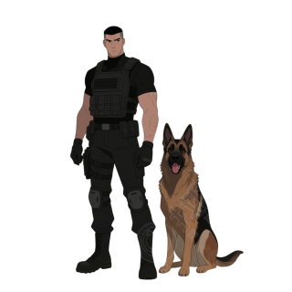 禁毒警察和警犬卡通插画