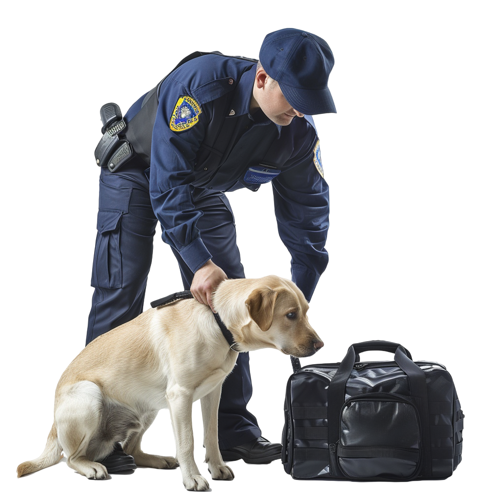 禁毒警犬检查行李元素