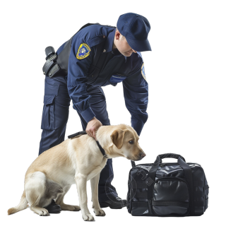 禁毒警犬检查行李元素