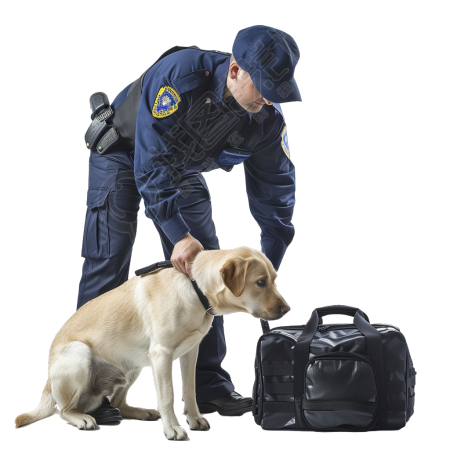 禁毒警犬检查行李元素