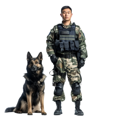 禁毒警察和警犬插画
