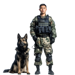 禁毒警察和警犬插画
