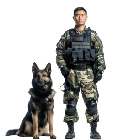 禁毒警察和警犬插画