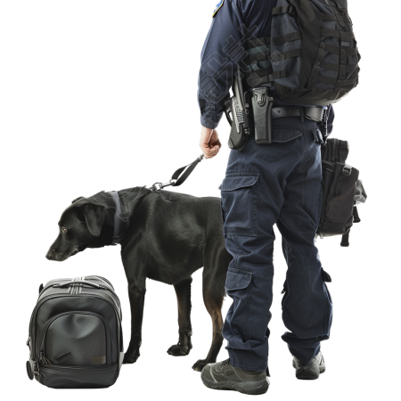 禁毒警犬检查行李插画