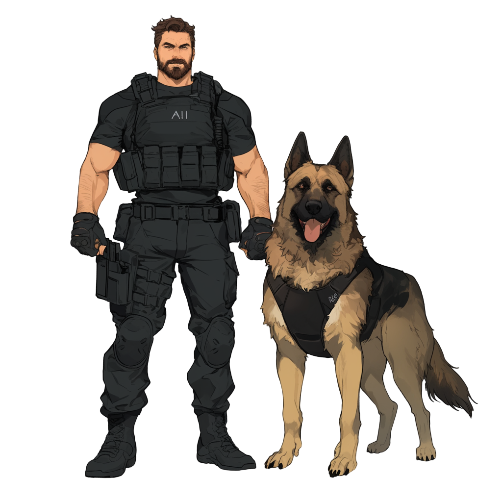 禁毒警察和警犬插图