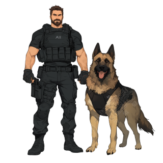 禁毒警察和警犬插图