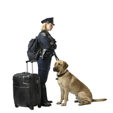 禁毒警犬检查行李素材