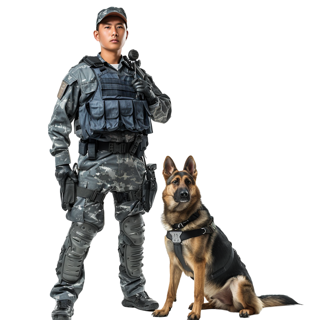 禁毒警察和警犬元素