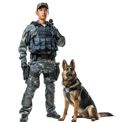 禁毒警察和警犬元素