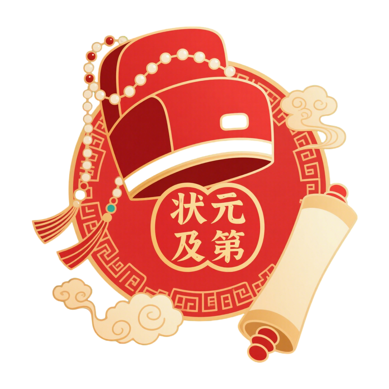 古装状元帽卡通插图