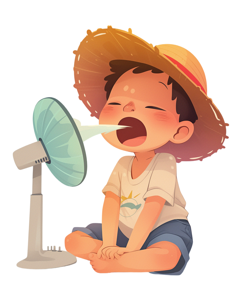 高温天气吹风扇素材