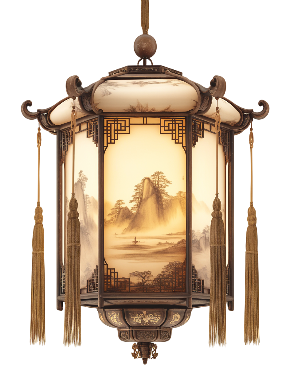 古典吊灯透明背景插画