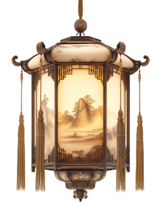 古典吊灯透明背景插画