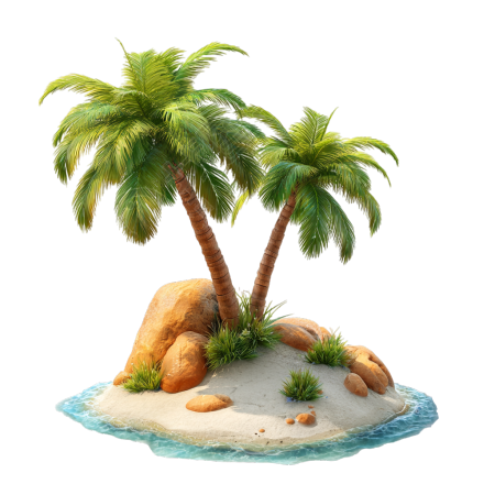 3D棕榈树和岛屿插画