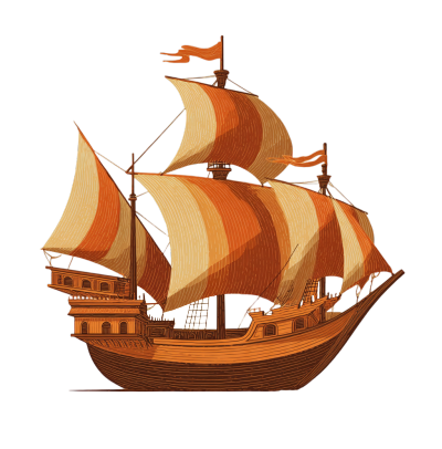 古代帆船航海插图