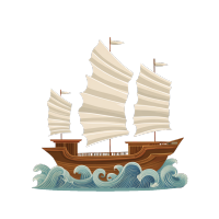 古代帆船古风素材