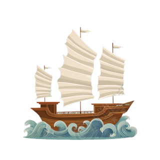 古代帆船古风素材