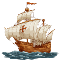 古代帆船航海插画