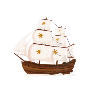 古代帆船古风插画