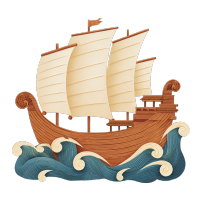 古代帆船古风元素
