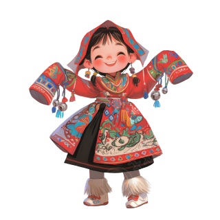 壮族儿童服饰PNG插图