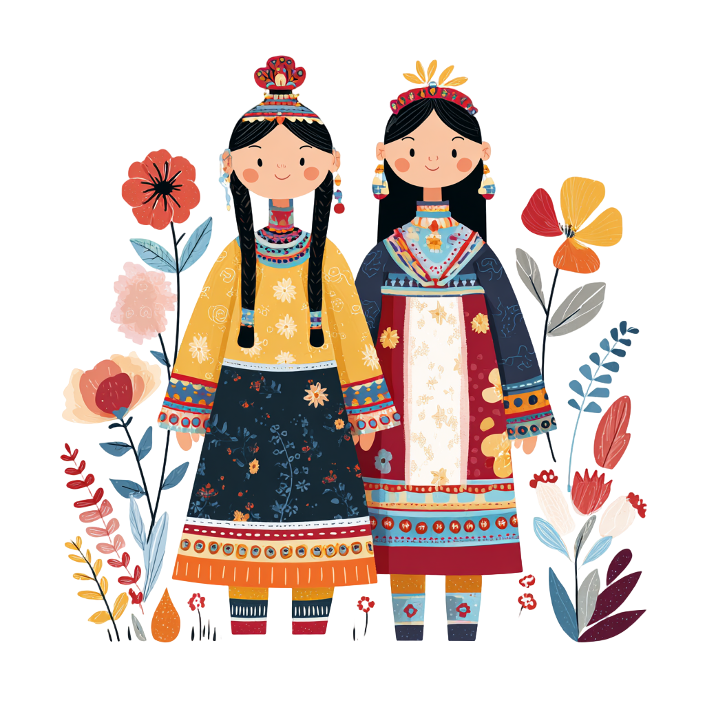 蒙古族服饰人物插图