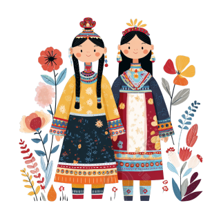 蒙古族服饰人物插图