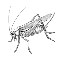 蟋蟀素描昆虫插画