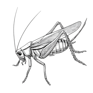 蟋蟀素描昆虫插画