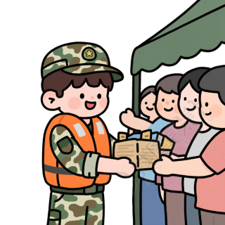 抗洪军人元素
