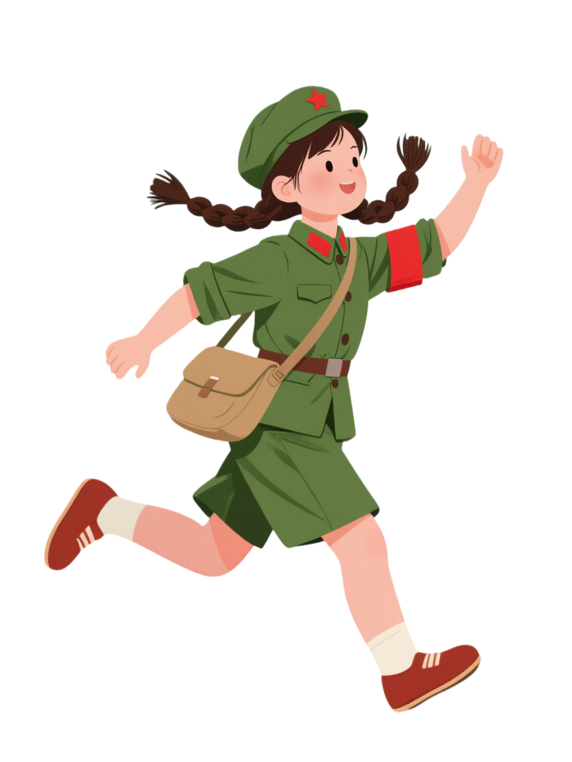 双麻花辫红军女孩插图