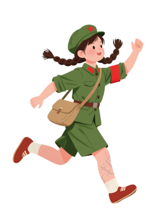 双麻花辫红军女孩插图