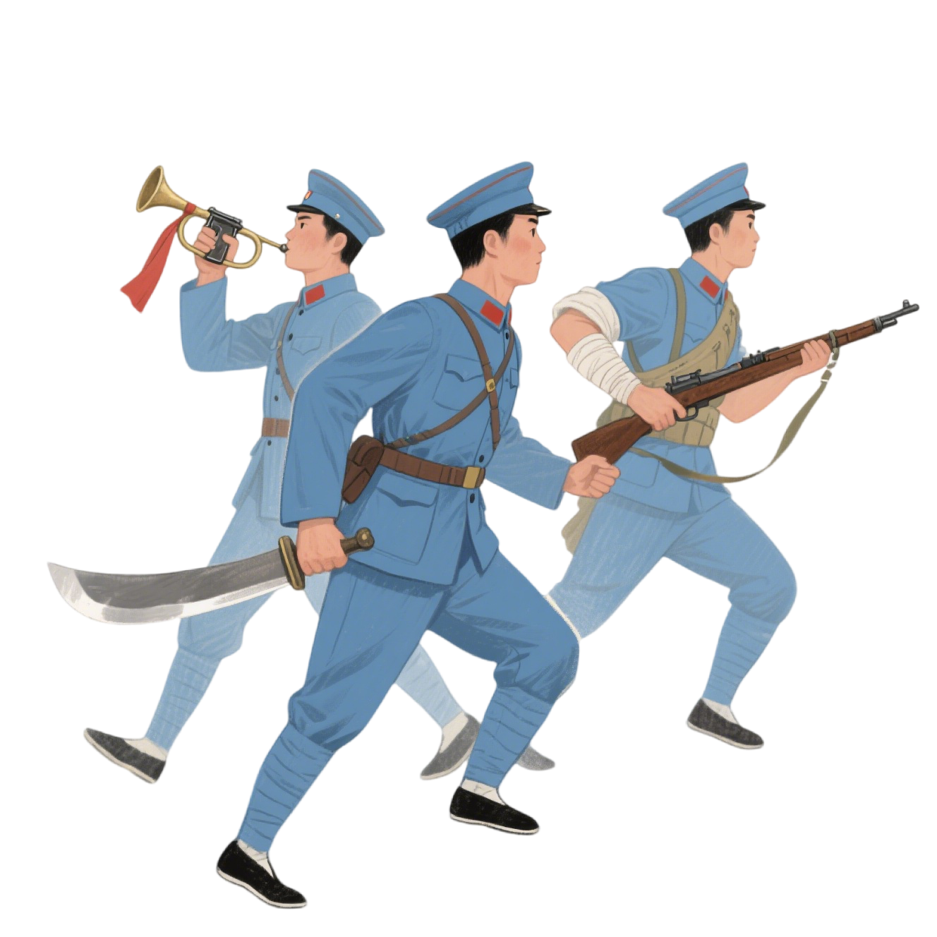 红军战士卡通PNG素材