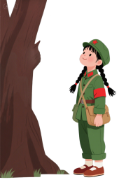 双麻花辫红军女孩元素