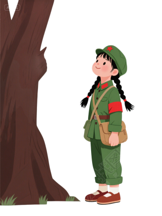 双麻花辫红军女孩元素