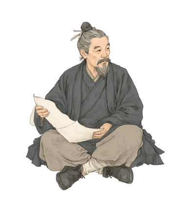 古代中医查阅书卷插画