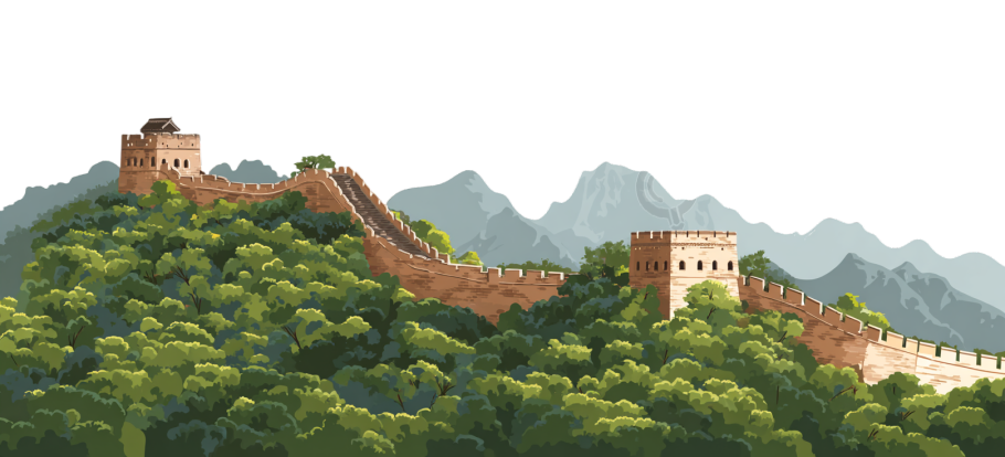 长城景色唯美插画