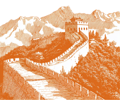 长城山水画插画