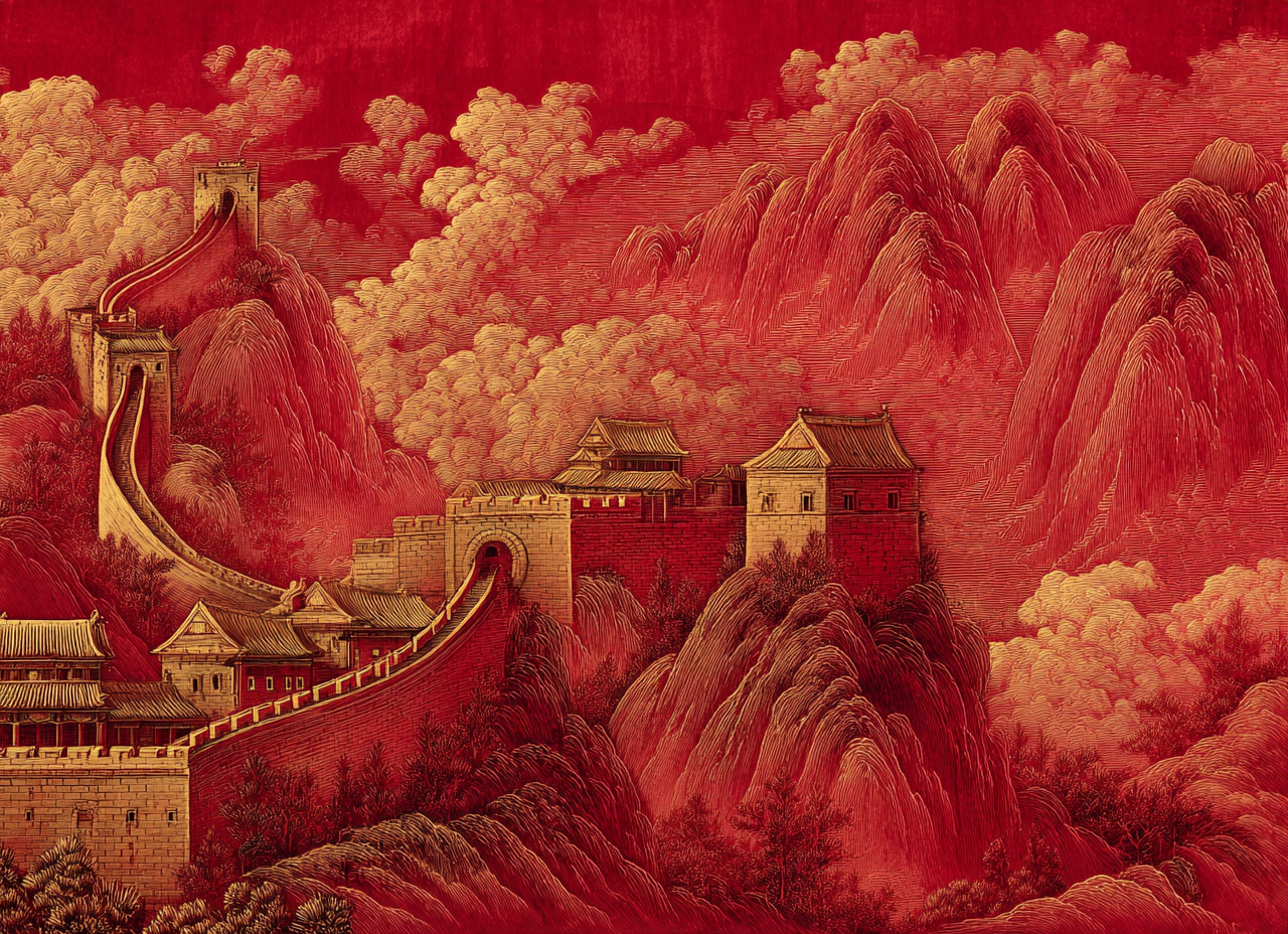 中国山水画长城素材