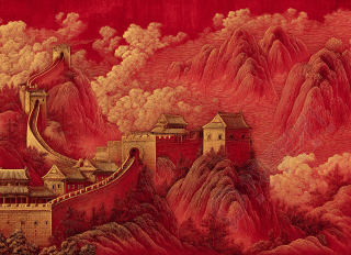 中国山水画长城素材