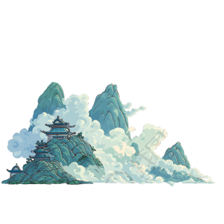 高山卡通创意插图