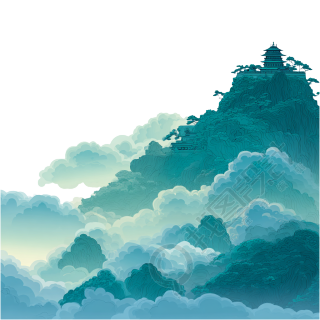高山卡通创意插画