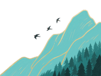 国潮风高山插画