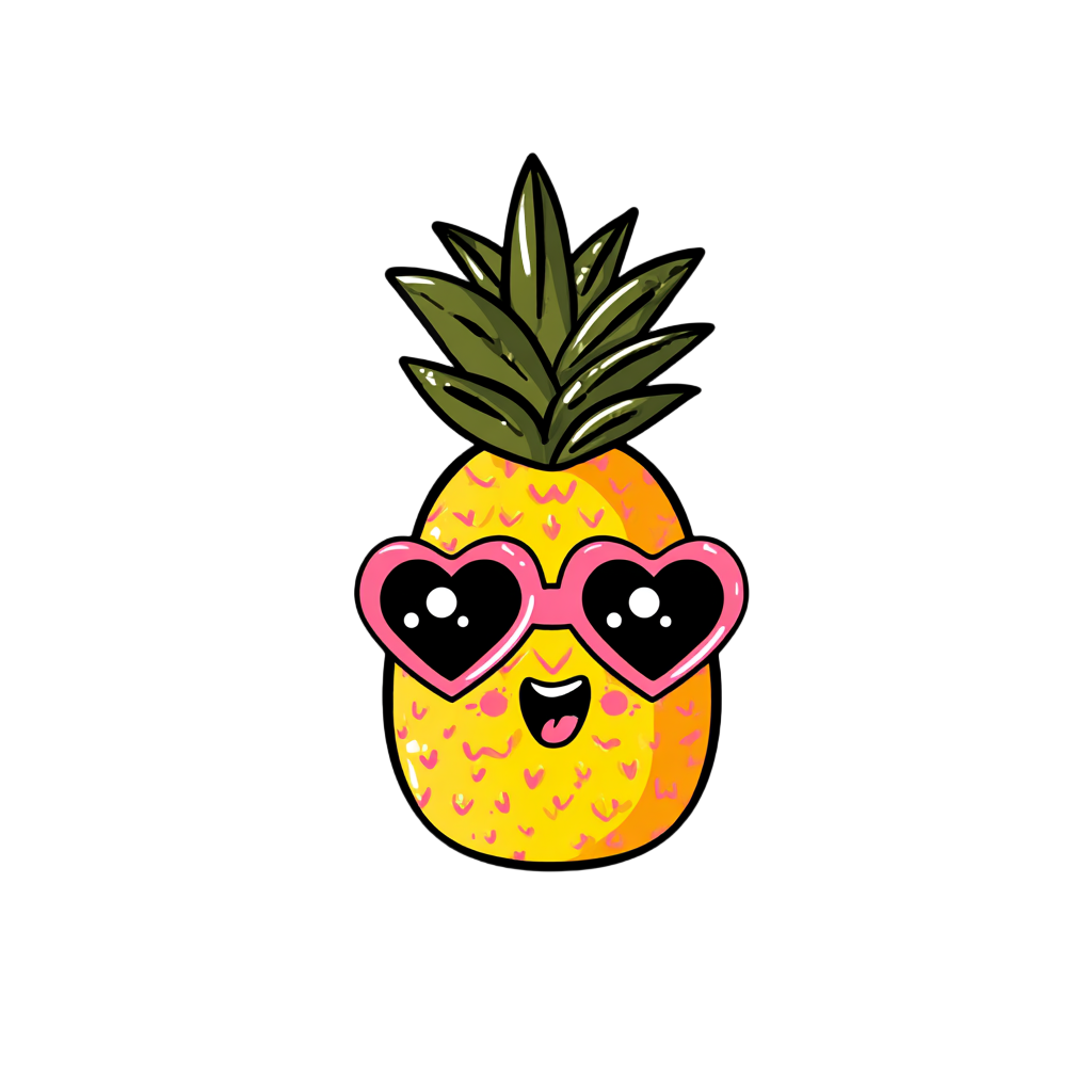 可爱太阳镜凤梨插画
