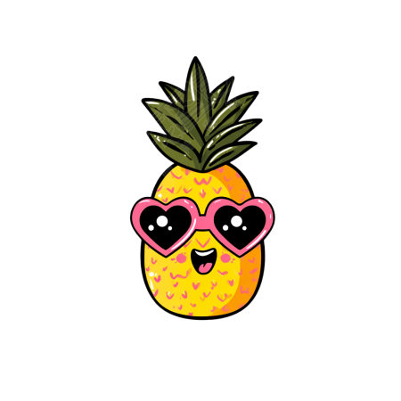 可爱太阳镜凤梨插画