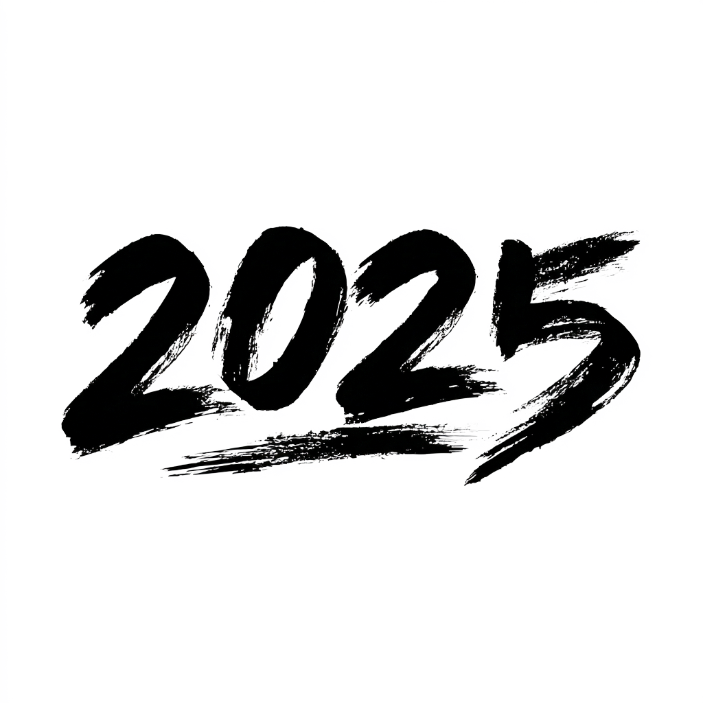 黑色2025艺术字PNG插图