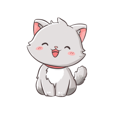 灰色猫贴纸插画