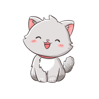 灰色猫贴纸插画